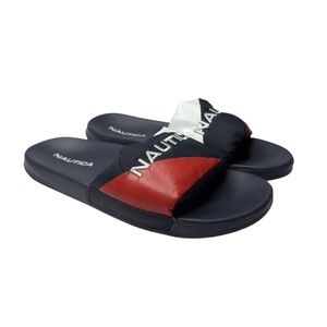 Nautica Women’s Blue Red & White Slide Sandals Size 10